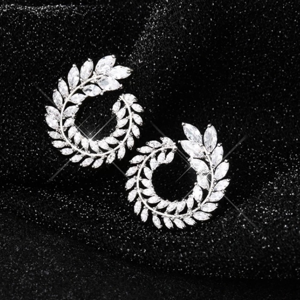 🌟 Beautiful Rhinestone Big Earrings Platinum Plated